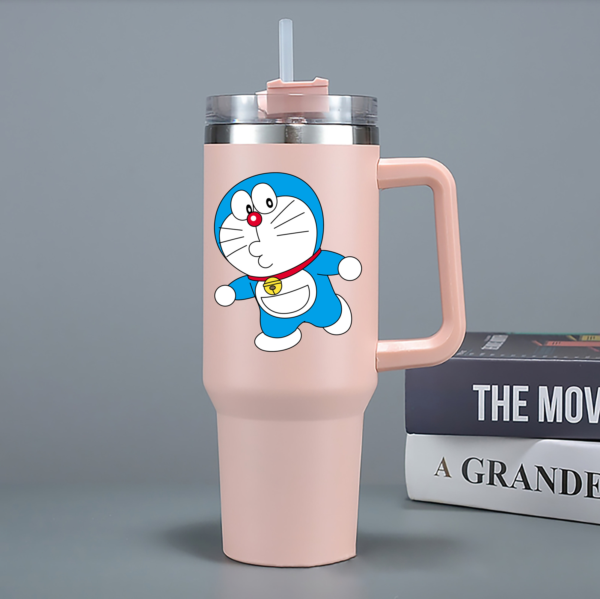 （画像用） ドラえもん Doraemon 1200mL車用タンブラー - クリスタルステッカー（プラスチックストロー付き）